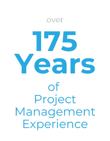 over  Years of Project Management Experience on a Black Background