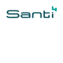 Santi brand logo: teal wordmark 'Santi' with a small turquoise symbol in the upper-right corner